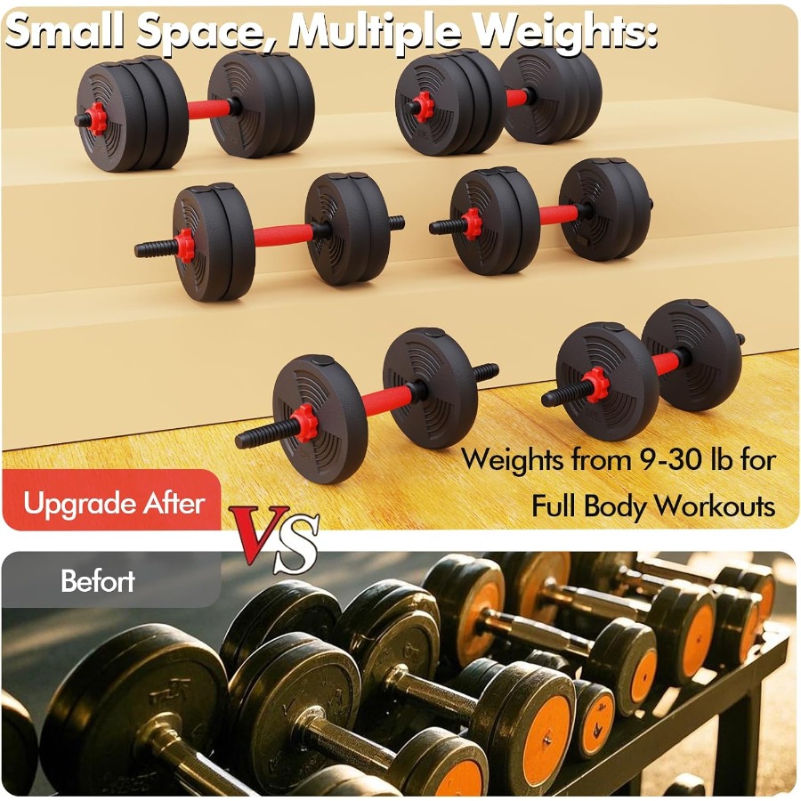 Adjustable Dumbbells Set, 60LB - Kettlebell ulasan dan harga